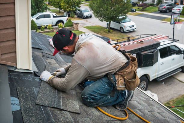 Professional Roof Installation technician working in Canton, MA